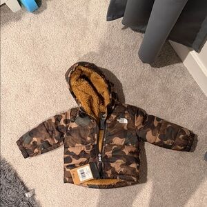 The North Face Camouflage Infant Jacket with Brown Lining reversible